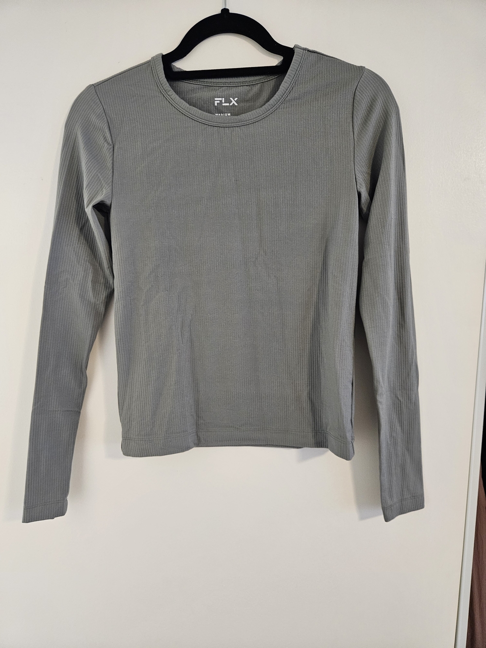 Women's FLX Long-Sleeve Ribbed Tee in OliveGray